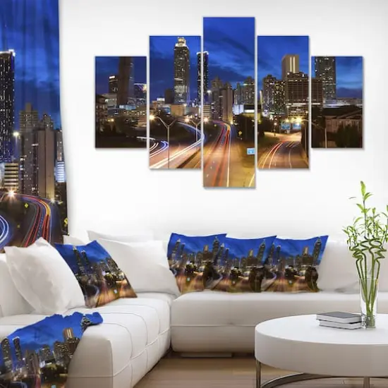 Designart - Atlanta Skyline Twilight Blue Hour - Blue - Cityscape Canvas Print {3}