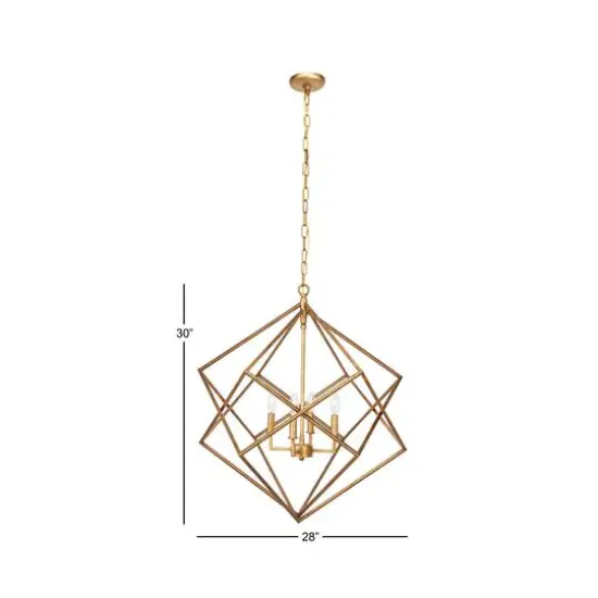 30" Gold Iron Modern Caged Chandelier {6}