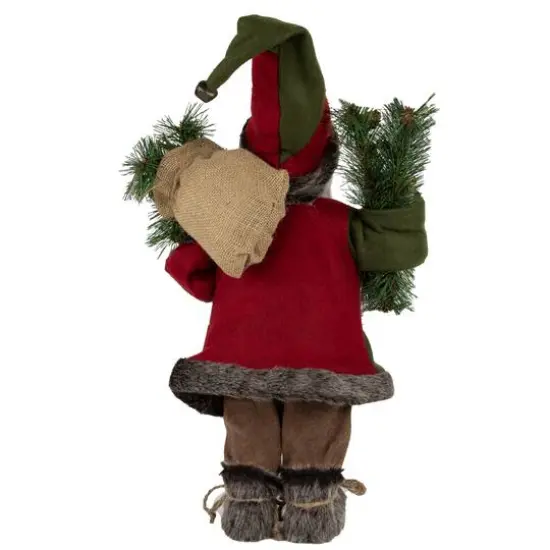 16" Country Rustic Standing Santa Claus with Knitted Snowflake Jacket {7}
