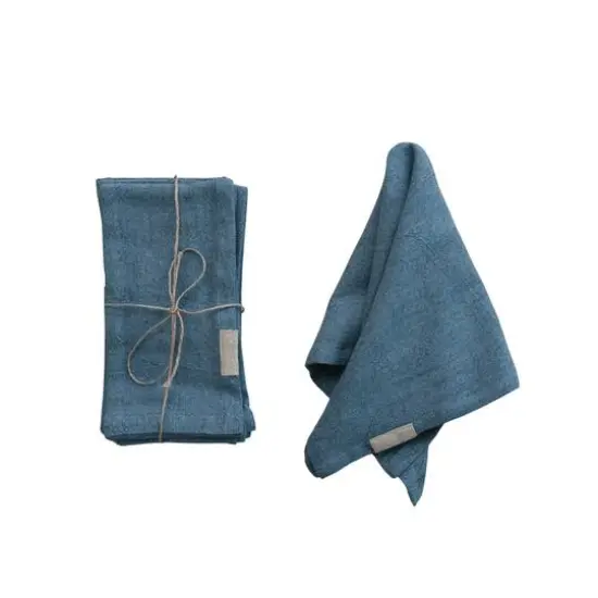 Hello Honey&reg; Blue Stonewashed Square Linen Blend Napkins, 4ct. {1}