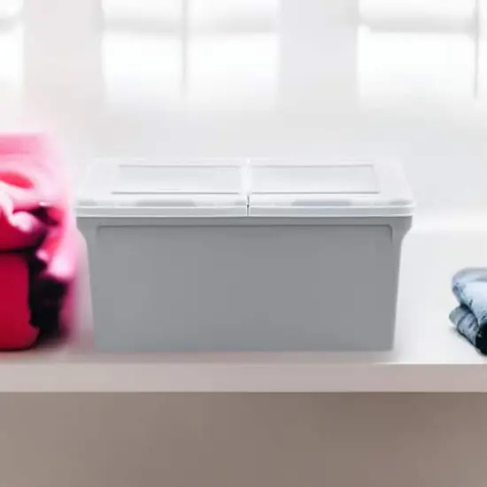 Iris&reg; Gray Split-Lid Letter Size File Box, 4 Pack {1}