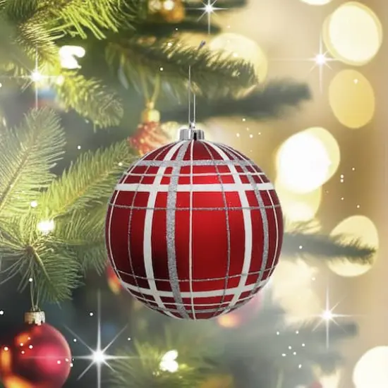 8.25" Red & Silver Glitter Jumbo Ball Ornament by Ashland&reg; {3}