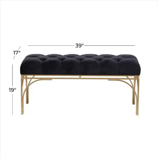 Black Metal Glam Bench, 19" x 39" x 17" {8}