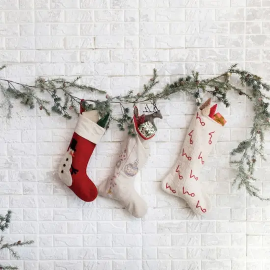 Hello Honey&reg; 17" Handmade Wool Felt Stocking with Appliqued Snowman & Embroidery {3}