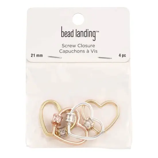 21mm Mixed Heart-Shaped Screw Closures, 4ct. by Bead Landing&trade; {1}