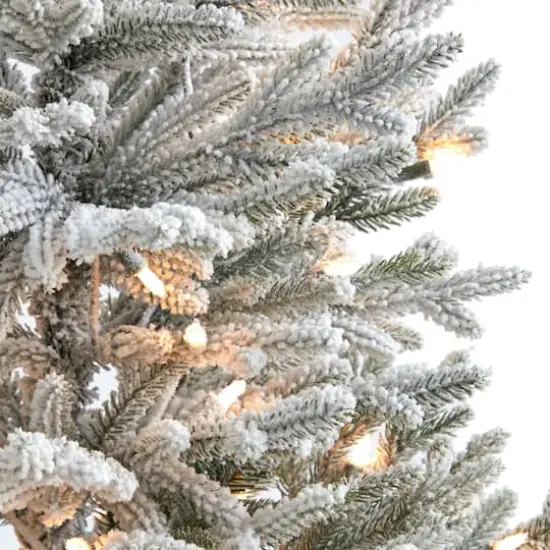 3ft. Pre-Lit Flocked Fraser Fir Artificial Christmas Tree with Warm White LED Lights {4}