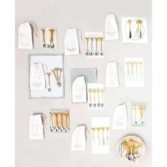 Hello Honey&reg; Gold Reindeer Handle Stainless Steel & Brass Canap&eacute; Knife Set {4}