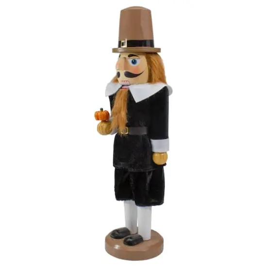 14" Wooden Pilgrim Fall Harvest Nutcracker {4}