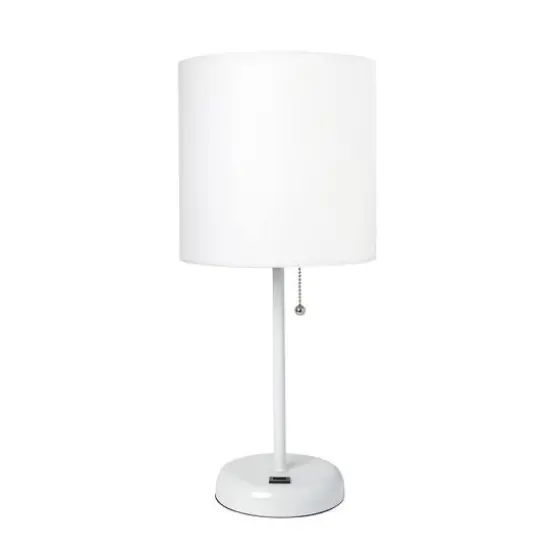 Creekwood Home 19.5" Oslo USB Port Table Lamp White Base/White Shade {1}