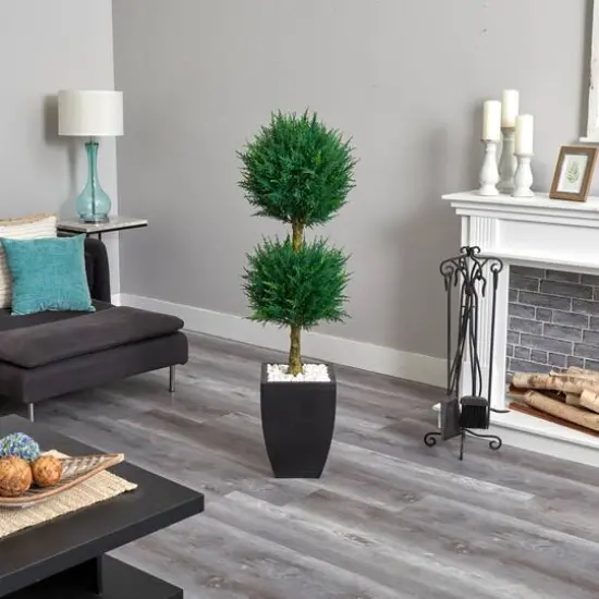 4.5ft. Cypress Topiary in Black Planter {6}