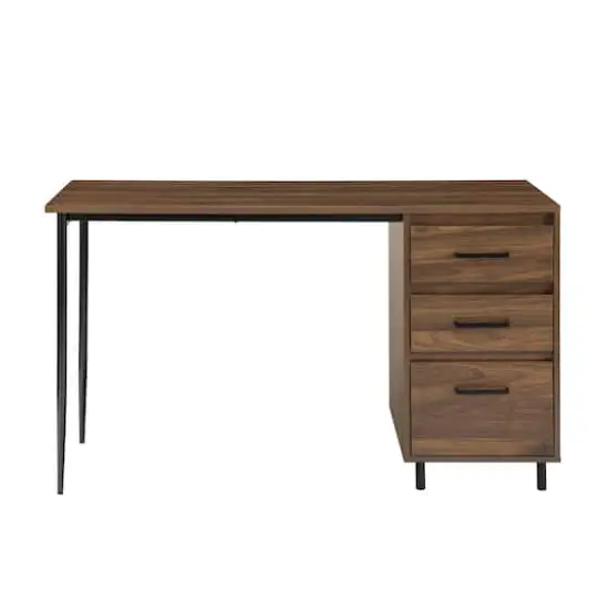 Walker Edison 52" Dark Walnut 3 Drawer Desk {3}