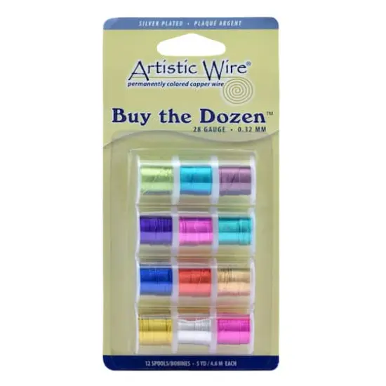 Artistic Wire&reg; 28 Gauge Buy the Dozen&trade; Silver Plated Tarnish Resistant Colored Copper Craft Wire {1}