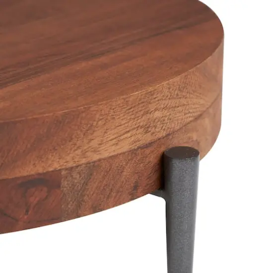 12" Brown Wood Tray with Black Metal Legs {4}