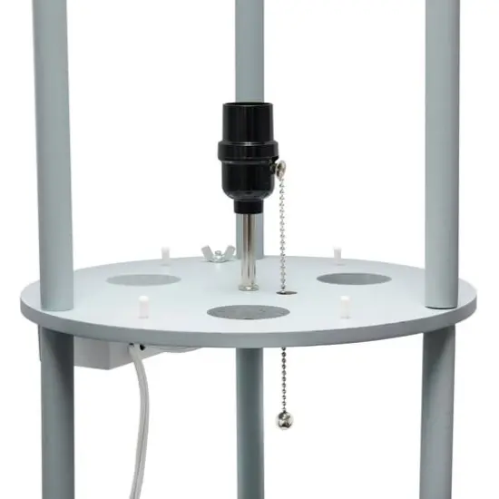 Simple Designs™ 62.5" Round Floor Lamp with 2 USB Ports and 1 Outlet Gray {11}