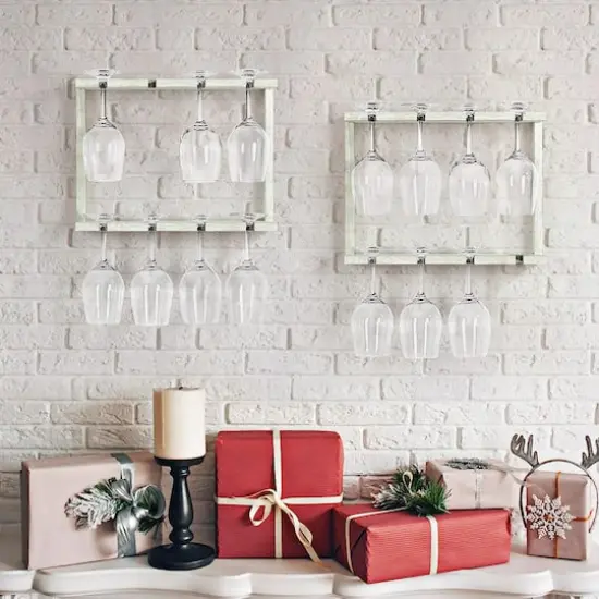 NEX™ Wall Mounted Wine Glass Stemware Rack Holder Hanger, 2ct. Gray Green {5}