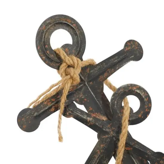 16" Black Metal Anchor Sculpture {8}