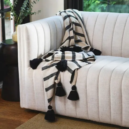 Hello Honey® Striped Cotton Throw Blanket with Tassels Black {3}