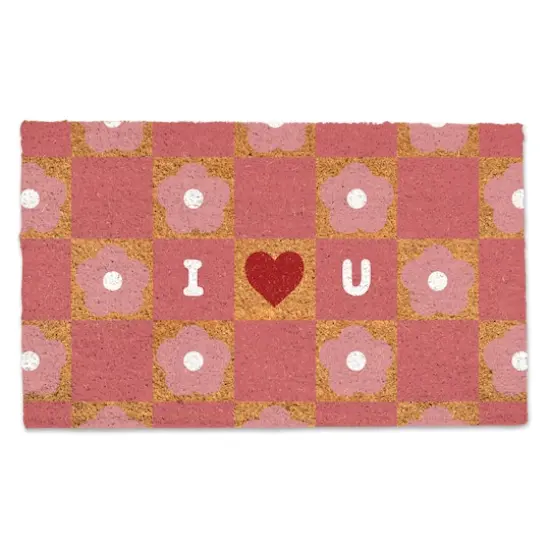 I Heart You Daisy Check Doormat {1}