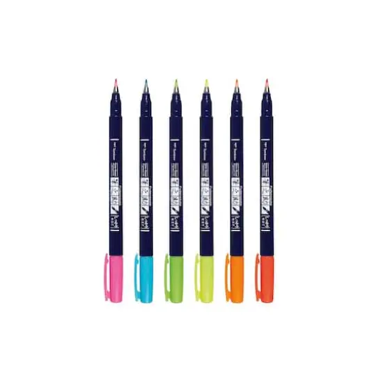Tombow Fudenosuke 6 Neon Color Brush Pen Set {5}