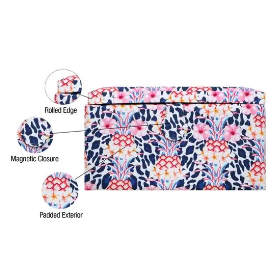 SINGER® Large Tropical Animal Print Premium Sewing Basket with Travel Sewing Kit {5}