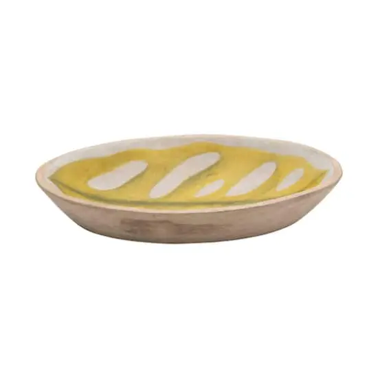 Hello Honey&reg; 12" Decorative Hand-Painted Mango Wood Leaf Bowl {1}