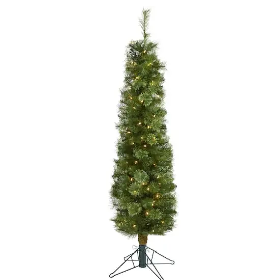 5ft. Pre-Lit Green Artificial Christmas Tree, Clear LED Lights {1}
