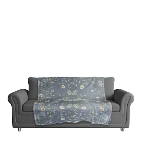 Butterfly Pattern Coral Fleece Blanket Blue {4}