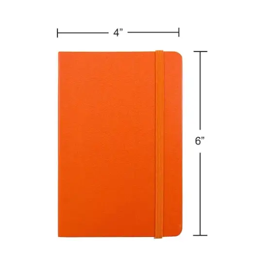 JAM Paper Travel Size Hardcover Notebook with Elastic Band Sunburst Orange {7}