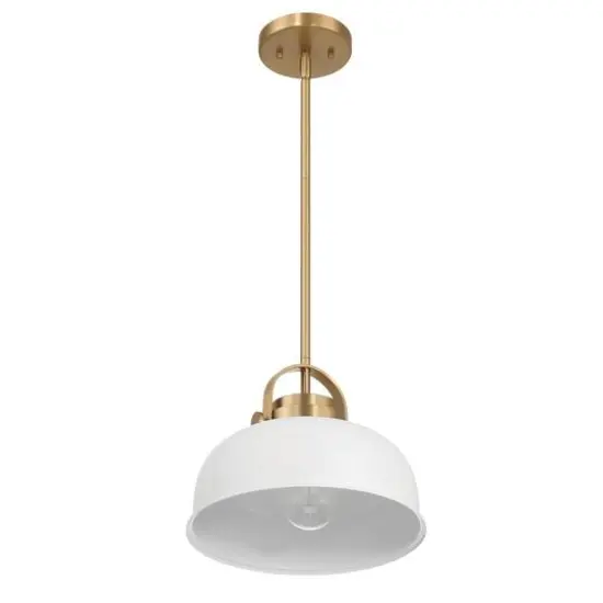 Hello Honey&reg; Arte White & Gold Industrial Metal 2-Tone Ceiling Light {12}
