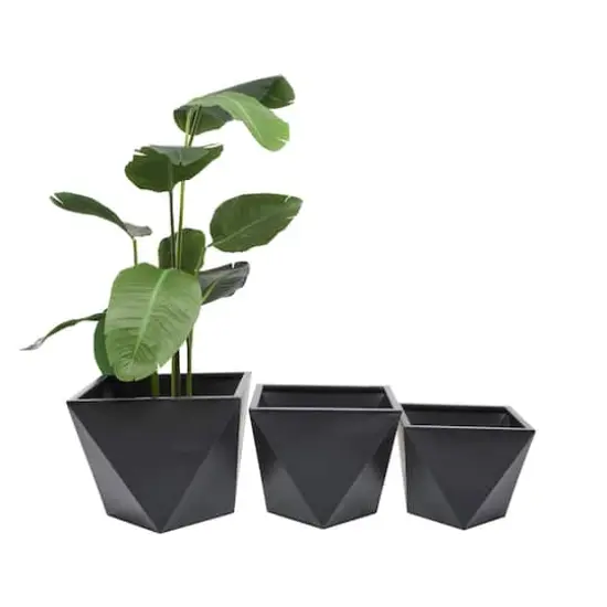 Black Modern Planter, Set of 3" 19", 16", 14" {5}