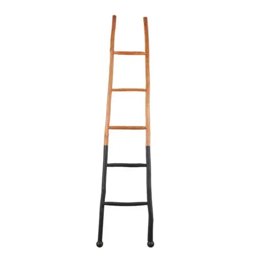 6ft. Handmade Slanted Wood Ladder Black and Brown {7}