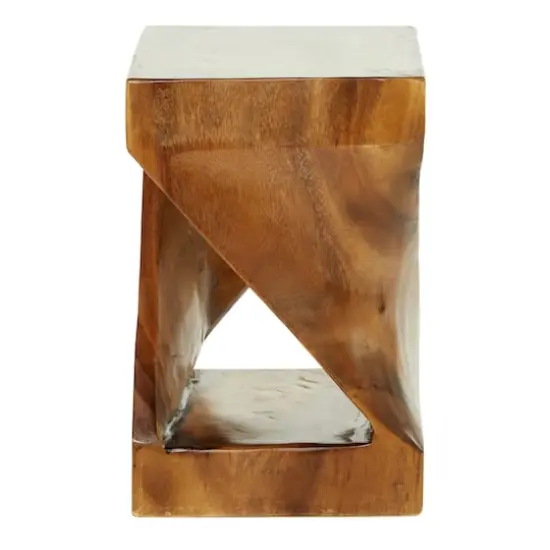 18'' Brown Saur Wood Contemporary Accent Table {5}