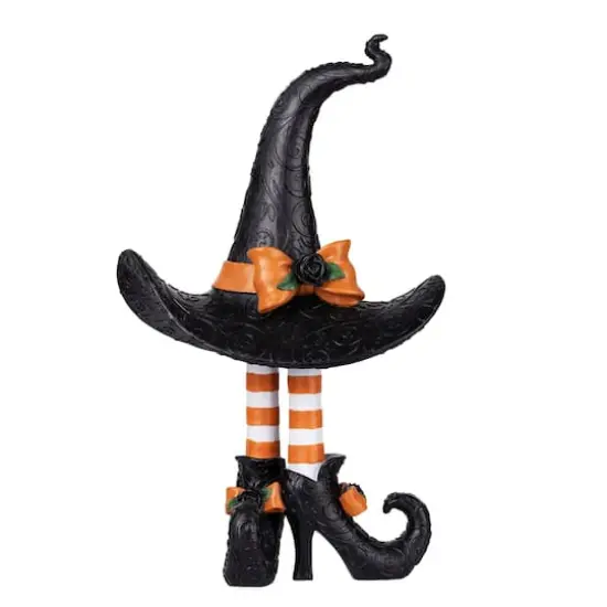 17.5" Haute Decor Halloween Witch Hat with Legs {1}