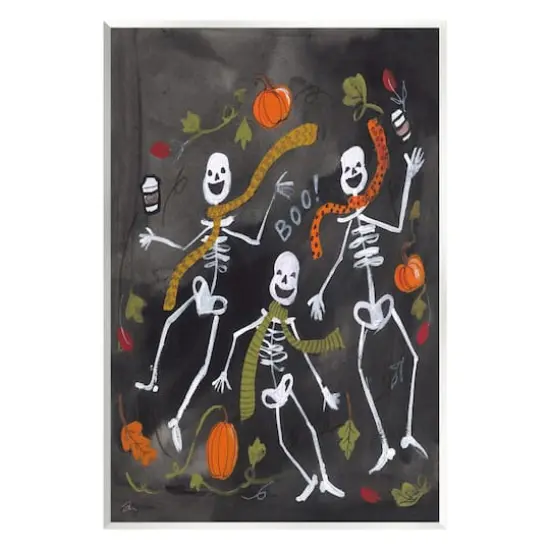 Stupell Industries Autumn Skeletons with Coffee Wall Plaque Art {1}