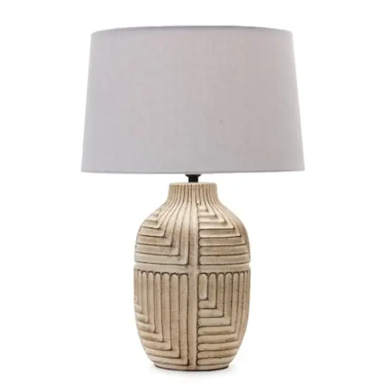 24" Ceramic & Linen Table Lamp {3}