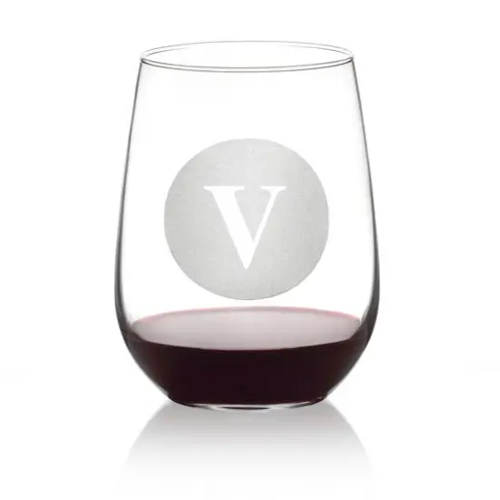 Hortense B. Hewitt Co. Circle Monogram Stemless Wine Glass V {1}