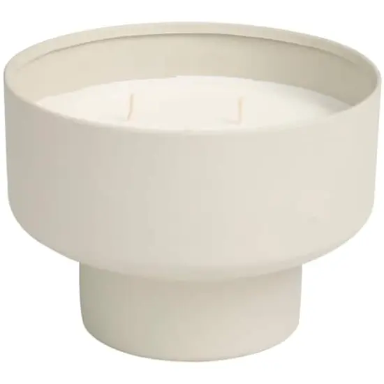 White Wax White Sage Scented Candle with Elevated Matte Light Gray Container {1}