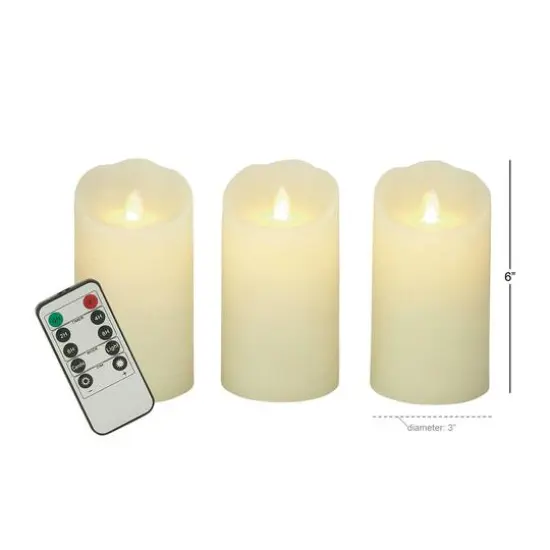 6" Beige Wax Flameless Candles, 3ct. {6}