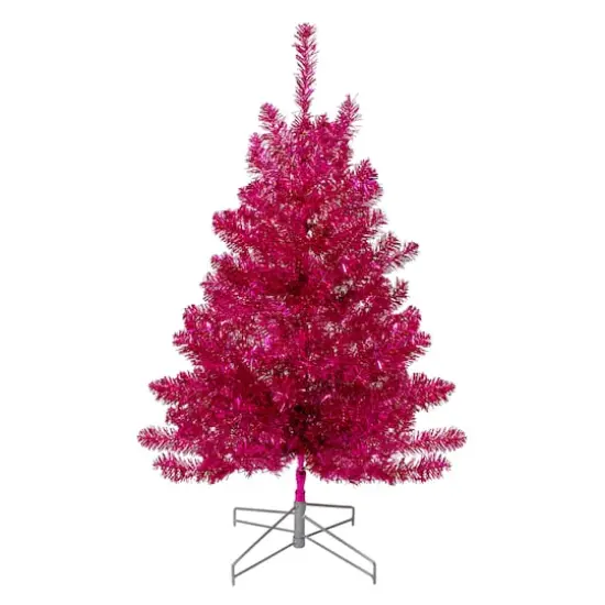 3ft. Unlit Metallic Pink Tinsel Artificial Christmas Tree {1}