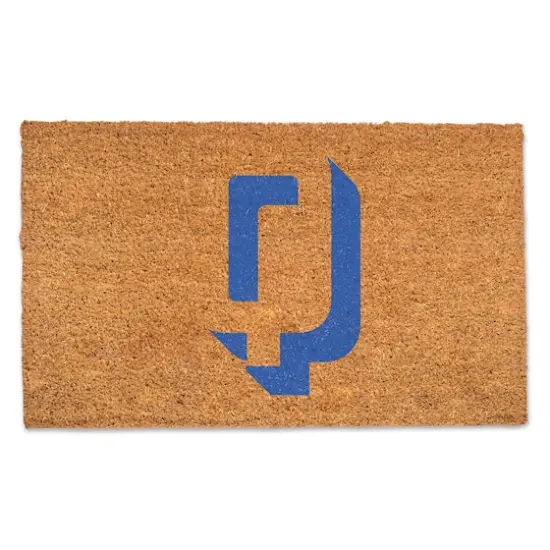 Blue Shadow Monogram Natural Coir Doormat Q {1}