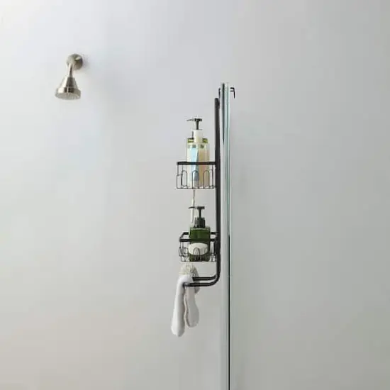 SunnyPoint 24" Over The Door 2 Tier Basket Black {5}