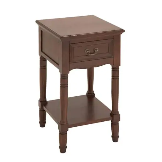 29" Brown Pine Traditional Accent Table {1}