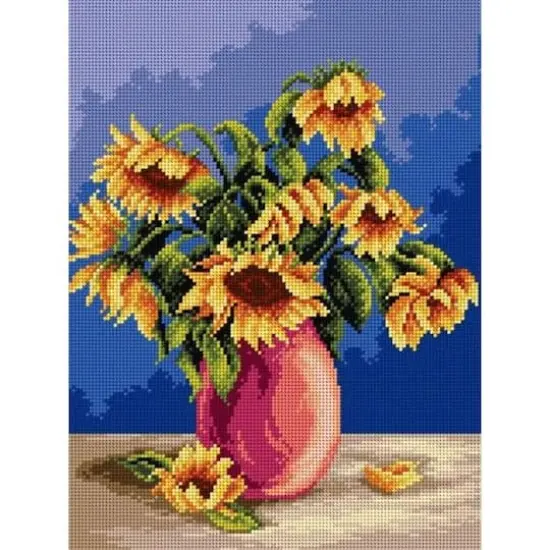 Orchidea Needlepoint Canvas For Halfstitch Without Yarn Bouquet Of Sunflowers - Printed Tapestry Canvas {1}