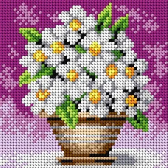 Orchidea White Daisies Gobelin Canvas For Halfstitch Without Yarn {1}