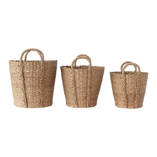 Hello Honey&reg; Natural Handwoven Bankuan Basket with Braided Handles Set {7}