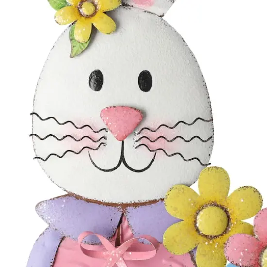 Glitzhome&reg; 36" Easter Bunny Girl Metal D&eacute;cor {7}