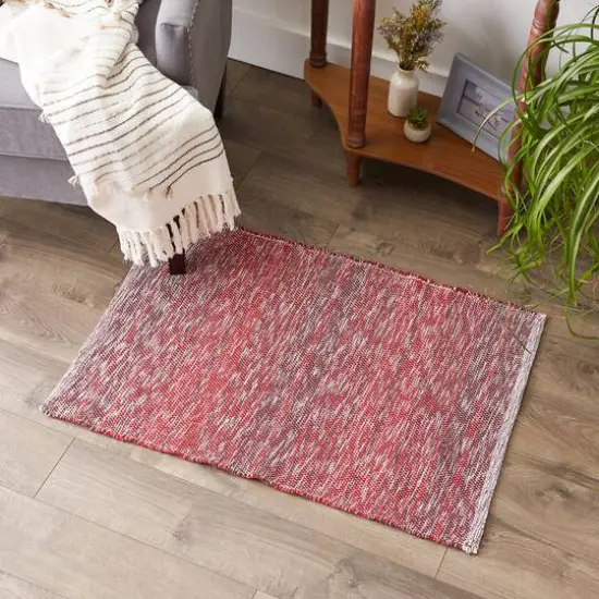 DII&reg; Variegated Stripe Handwoven Recycled Yarn Rug, 2ft. x 3ft. Barn Red {5}