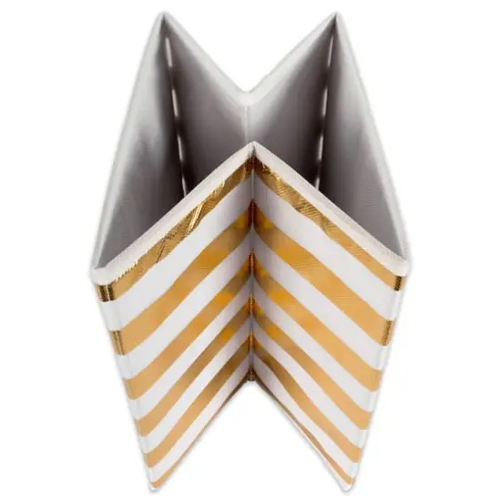 DII&reg; 11" Nonwoven Polyester White & Gold Stripes Storage Cube, 4ct. {3}