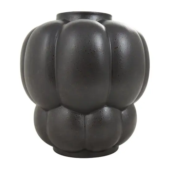 13" Black Speckled Ceramic Bubble Ribbed Vase {3}