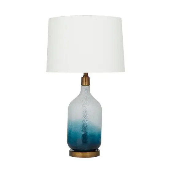 Blue Glass Table Lamp Set of 2 15", 28" {1}